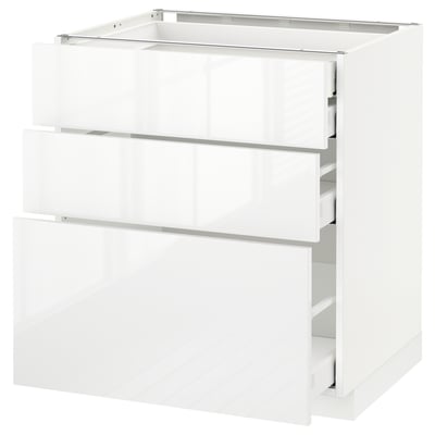 METOD Base cabinet w 3 fronts/4 drawers, white Maximera/Ringhult white, 75x60x80 cm
