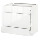 METOD Base cabinet w 3 fronts/4 drawers, white Maximera/Ringhult white, 90x60x80 cm