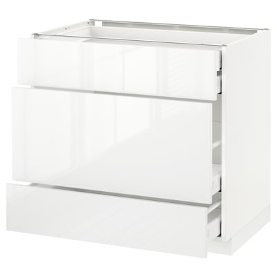 METOD Base cabinet w 3 fronts/4 drawers, white Maximera/Ringhult white, 90x60x80 cm
