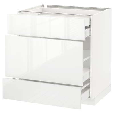 METOD Base cabinet w 3 fronts/4 drawers, white Maximera/Ringhult white, 80x60x80 cm