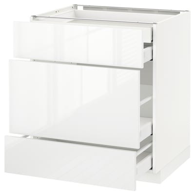 METOD Base cabinet w 3 fronts/4 drawers, white Maximera/Ringhult white, 75x60x80 cm