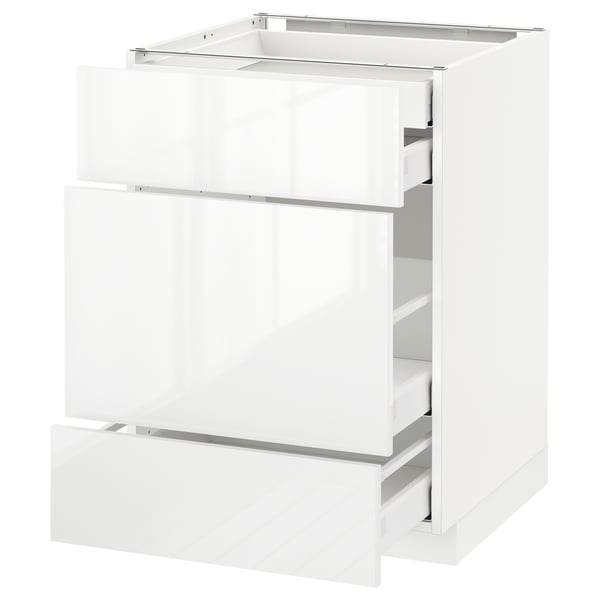 METOD Base cabinet w 3 fronts/4 drawers, white Maximera/Ringhult white, 60x60x80 cm