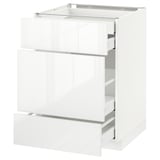 METOD Base cabinet w 3 fronts/4 drawers, white Maximera/Ringhult white, 60x60x80 cm