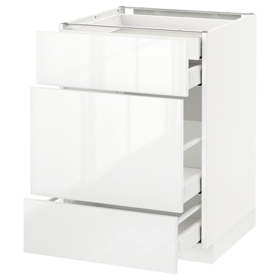 METOD Base cabinet w 3 fronts/4 drawers, white Maximera/Ringhult white, 60x60x80 cm
