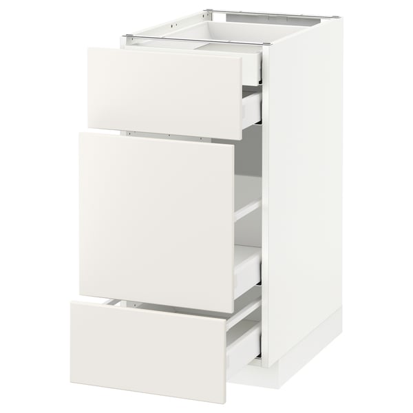 METOD Base cabinet w 3 fronts/4 drawers, white Maximera/Veddinge white, 40x60x80 cm