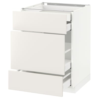 METOD Base cabinet w 3 fronts/4 drawers, white Maximera/Veddinge white, 60x60x80 cm