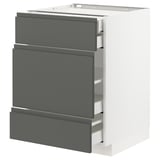 METOD Base cabinet w 3 fronts/4 drawers, white Maximera/Voxtorp dark grey, 60x60x80 cm