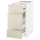 METOD Base cabinet w 3 fronts/4 drawers, white Maximera/Voxtorp high-gloss light beige, 40x60x80 cm