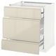 METOD Base cabinet w 3 fronts/4 drawers, white Maximera/Voxtorp high-gloss light beige, 75x60x80 cm