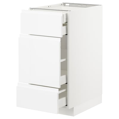 METOD Base cabinet w 3 fronts/4 drawers, white Maximera/Voxtorp high-gloss/white, 40x60x80 cm