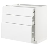 METOD Base cabinet w 3 fronts/4 drawers, white Maximera/Voxtorp high-gloss/white, 90x60x80 cm