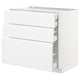 METOD Base cabinet w 3 fronts/4 drawers, white Maximera/Voxtorp high-gloss/white, 90x60x80 cm