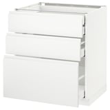 METOD Base cabinet w 3 fronts/4 drawers, white Maximera/Voxtorp matt white, 75x60x80 cm