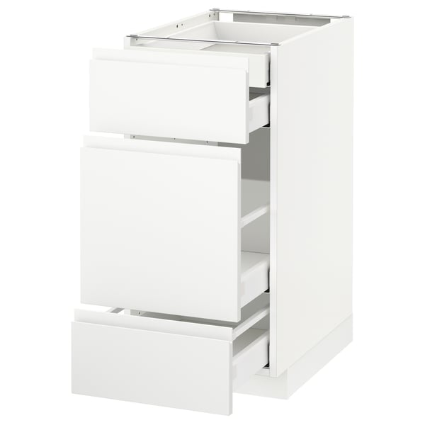 METOD Base cabinet w 3 fronts/4 drawers, white Maximera/Voxtorp matt white, 40x60x80 cm