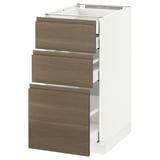 METOD Base cabinet w 3 fronts/4 drawers, white Maximera/Voxtorp walnut, 40x60x80 cm