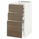 METOD Base cabinet w 3 fronts/4 drawers, white Maximera/Voxtorp walnut, 40x60x80 cm