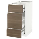 METOD Base cabinet w 3 fronts/4 drawers, white Maximera/Voxtorp walnut, 40x60x80 cm