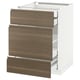 METOD Base cabinet w 3 fronts/4 drawers, white Maximera/Voxtorp walnut, 60x60x80 cm
