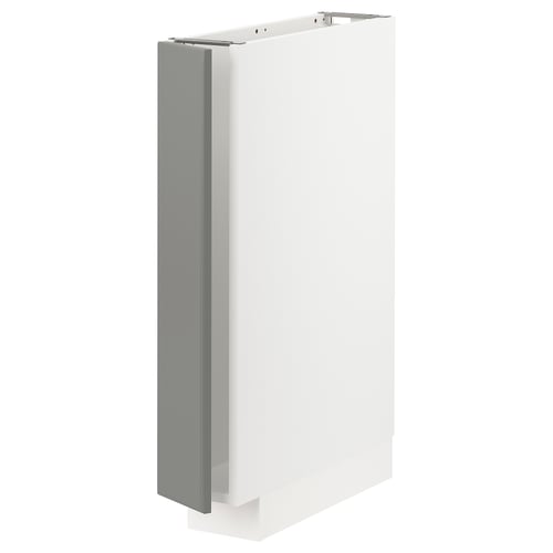 Modern white METOD kitchen cabinet with grey door, rectangular, minimalist.