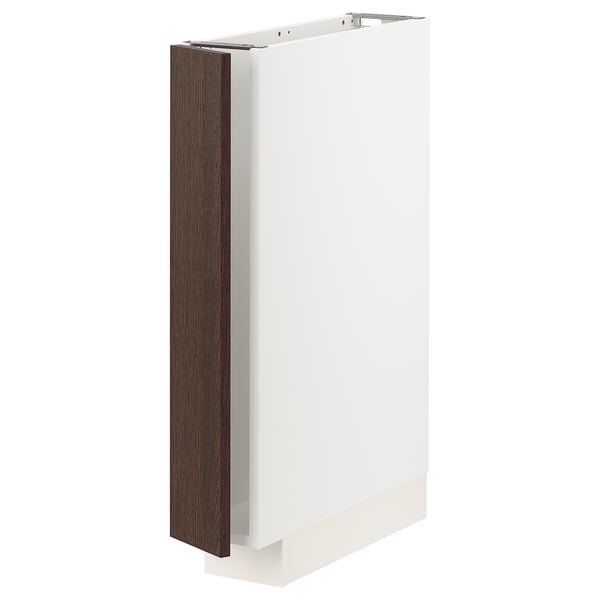 METOD Base cabinet, white/Sinarp brown, 15x60x80 cm