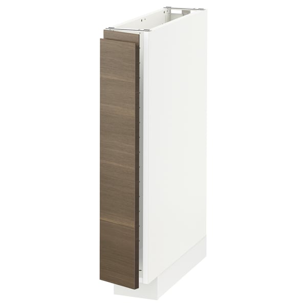 METOD Base cabinet, white/Voxtorp walnut effect, 15x60x80 cm