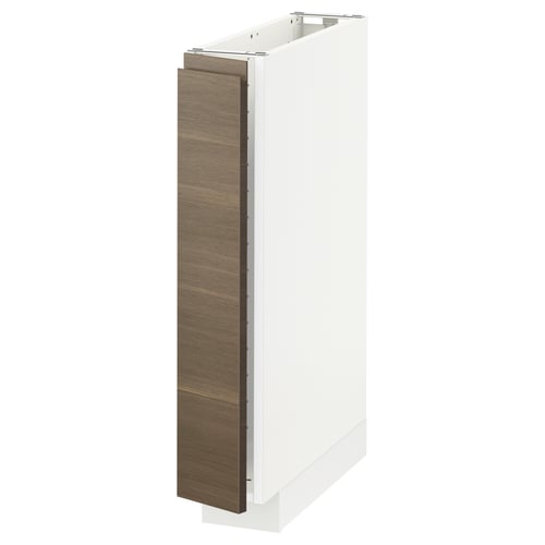 White METOD kitchen cabinet, dark wood grain door, minimalist design.