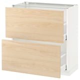 METOD Base cabinet with 2 drawers, white Maximera/Askersund light ash effect, 80x41x80 cm