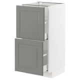 METOD Base cabinet with 2 drawers, white Maximera/Bodbyn grey, 40x41x80 cm