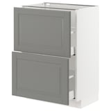 METOD Base cabinet with 2 drawers, white Maximera/Bodbyn grey, 60x41x80 cm