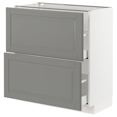 METOD Base cabinet with 2 drawers, white Maximera/Bodbyn grey, 80x41x80 cm