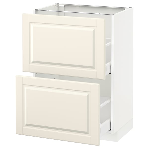 METOD Base cabinet with 2 drawers, white Maximera/Bodbyn off-white, 60x41x80 cm