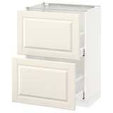 METOD Base cabinet with 2 drawers, white Maximera/Bodbyn off-white, 60x41x80 cm