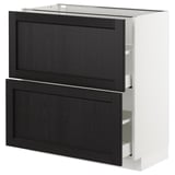 METOD Base cabinet with 2 drawers, white Maximera/Lerhyttan black stained, 80x41x80 cm
