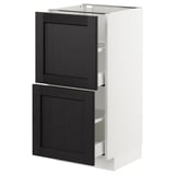 METOD Base cabinet with 2 drawers, white Maximera/Lerhyttan black stained, 40x41x80 cm