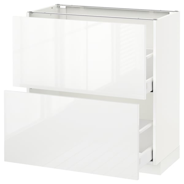 METOD Base cabinet with 2 drawers, white Maximera/Ringhult white, 80x41x80 cm