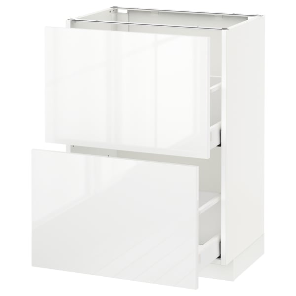 METOD Base cabinet with 2 drawers, white Maximera/Ringhult white, 60x41x80 cm