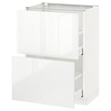 METOD Base cabinet with 2 drawers, white Maximera/Ringhult white, 60x41x80 cm