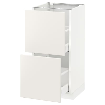 METOD Base cabinet with 2 drawers, white Maximera/Veddinge white, 40x41x80 cm