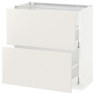 METOD Base cabinet with 2 drawers, white Maximera/Veddinge white, 80x41x80 cm