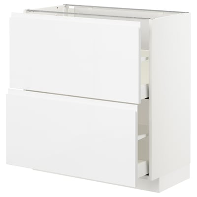 METOD Base cabinet with 2 drawers, white Maximera/Voxtorp high-gloss/white, 80x41x80 cm