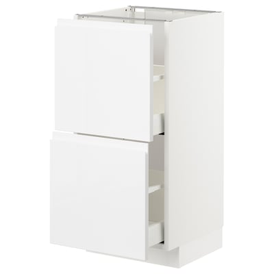 METOD Base cabinet with 2 drawers, white Maximera/Voxtorp high-gloss/white, 40x41x80 cm