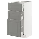 METOD Base cabinet with 3 drawers, white Maximera/Bodbyn grey, 40x41x80 cm