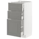 METOD Base cabinet with 3 drawers, white Maximera/Bodbyn grey, 40x41x80 cm