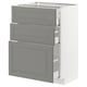 METOD Base cabinet with 3 drawers, white Maximera/Bodbyn grey, 60x41x80 cm