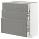 METOD Base cabinet with 3 drawers, white Maximera/Bodbyn grey, 80x41x80 cm
