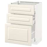 METOD Base cabinet with 3 drawers, white Maximera/Bodbyn off-white, 60x41x80 cm