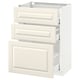 METOD Base cabinet with 3 drawers, white Maximera/Bodbyn off-white, 60x41x80 cm