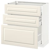 METOD Base cabinet with 3 drawers, white Maximera/Bodbyn off-white, 80x41x80 cm