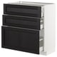 METOD Base cabinet with 3 drawers, white Maximera/Lerhyttan black stained, 80x41x80 cm