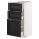 METOD Base cabinet with 3 drawers, white Maximera/Lerhyttan black stained, 40x41x80 cm